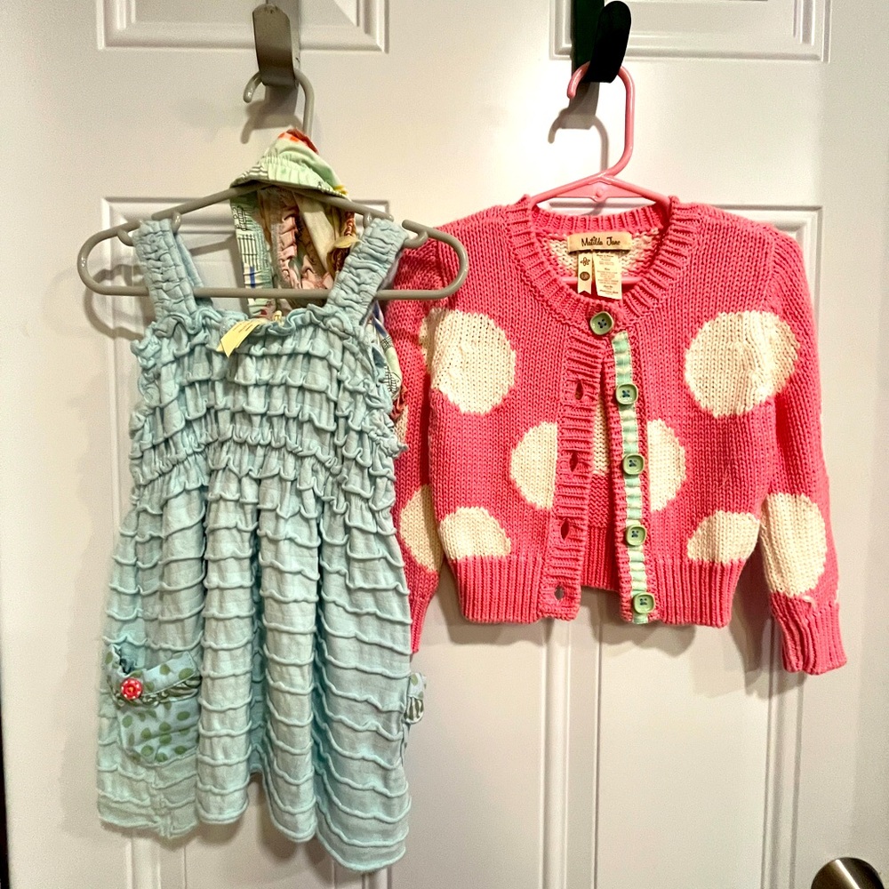 Matilda Jane dress, diaper cover and cardigan! EUC 18-24 months